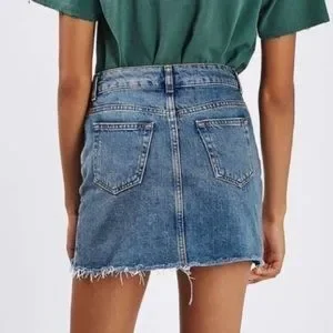 Mini-jupe Topshop Moto En Jean - Taille 36/4 (S), Ourlet Brut (raw Hem), Occasion Très Bon état